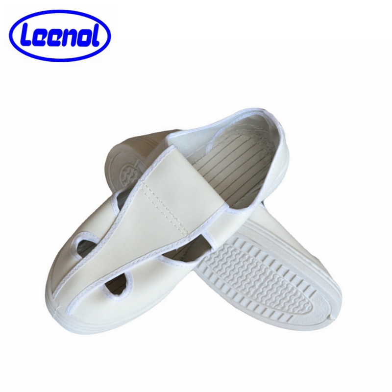 LN-1577105 PVC Anti-static Shoes for Clean Room White Four-hole Breathable ESD Work Shoes